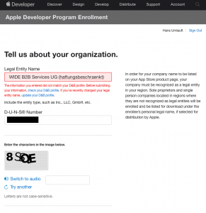 apple-developer-program-anmeldung-umlaute-e-sonder-zeichen-d-u-n-s-registrierung